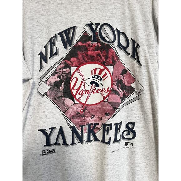 VTG New York Yankees T Shirt Big Logo MLB 1991 90s Salem Sportswear Double Cuff - Picture 2 of 9
